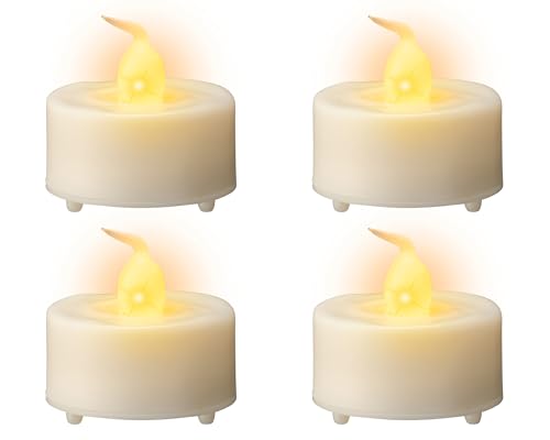 LED-Teelicht Kerze weiß 4 Stück flackernd Timer inkl. Batterien von Kaemingk