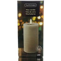 Lumineo LED Wachskerze Light Grey hellgrau Ø 7 cm Höhe 15 cm warmweiß Indoor von Kaemingk