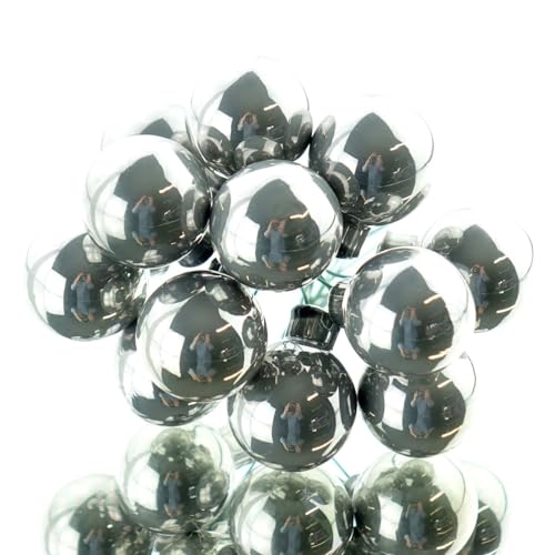 Mini-Weihnachtskugeln Marble Grey grau am Draht Ø 2,5 cm aus Glas - 12er Set von Kaemingk