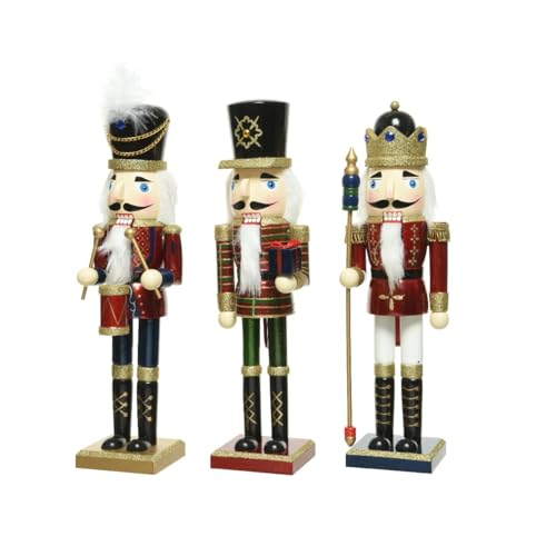 Nussknacker Holz Figur 38cm x 1 Stück sortiert Trommel Geschenk Nostalgie Soldat Husar Prinz rot von Kaemingk