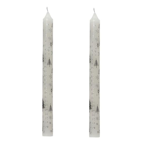 Spitzkerzen Paraffin 25cm - 2er Set Kerzen mit Weihnachts-Countdown - Tafelkerzen für Weihnachten - Weihnachtskerzen Adventskerzen Weiß Spitzkerzen Paraffin 25cm - 2er Set Kerzen mit Weihnachts-Countdown - Tafelkerzen für Weihnachten - Weihnachtskerzen Adventskerzen Weiß von Kaemingk
