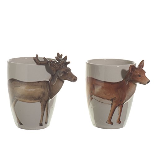 Tasse Becher 3D Motiv Hirsch oder Fuchs H 11 cm Stückpreis von Kaemingk