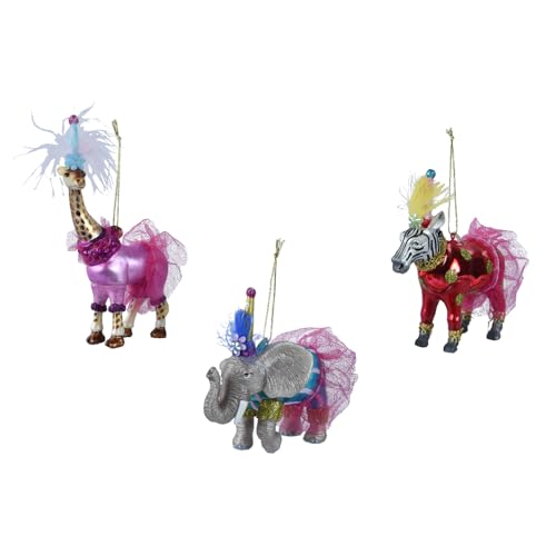 Weihnachtskugel 'Crazy Animal 2.0' - Christbaum-Hänger, L.3.3cm x W.8.8cm x H.16.7cm, Glas - 3er Set von Kaemingk