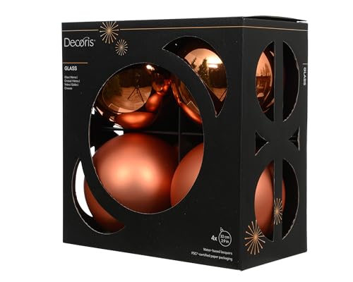 Weihnachtskugeln Glas 10cm 4 Stück - matt & glänzend - Große Christbaumkugeln Weihnachtsbaumkugeln für Weihnachten - Christbaumschmuck & Weihnachtsbaumschmuck - Warmorange Weihnachtskugeln Glas 10cm 4 Stück - matt & glänzend - Große Christbaumkugeln Weihnachtsbaumkugeln für Weihnachten - Christbaumschmuck & Weihnachtsbaumschmuck - Warmorange von Kaemingk