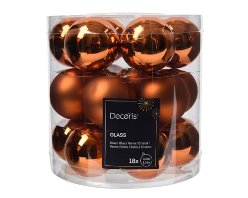 Weihnachtskugeln Glas 4cm 18 Stück - matt & glänzend - Kleine Christbaumkugeln Weihnachtsbaumkugeln für Weihnachten - Christbaumschmuck & Weihnachtsbaumschmuck - Warm Orange von Kaemingk