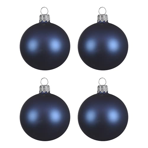 Weihnachtskugeln Glas mundgeblasen 10cm x 4er Box Christbaumkugeln dunkelblau navy blau matt Weihnachtskugeln Glas mundgeblasen 10cm x 4er Box Christbaumkugeln dunkelblau navy blau matt von Kaemingk