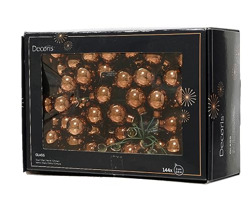 Weihnachtskugeln am Draht Glas 2cm x 144 Stück Spiegelbeeren glänzend Espressobraun lederbraun - Schokobraun - kastanienbraun - kupferbraun - Zimt von Kaemingk