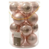 Weihnachtskugeln zum Hängen im Glas 8 cm Altrosa. 16er-Set von Kaemingk