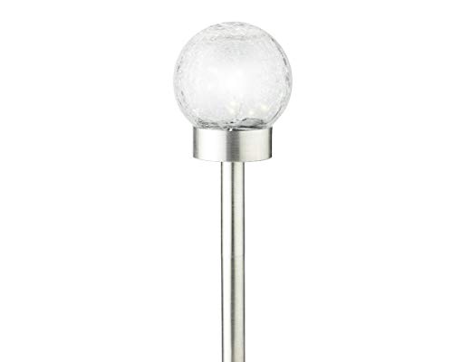 dekorative solarbetriebene LED Stableuchte warmweiß als Kugelleuchte mit Echtglas Cracklee-Glaskuppel im 2-er Set von Kaemingk