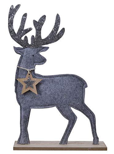 Kaemingk großer dekorativer Deko-Hirsch Hirschfigur als Silhouette aus grauem Filz und etwas Glitzer (ganz groß) von Kaemingk