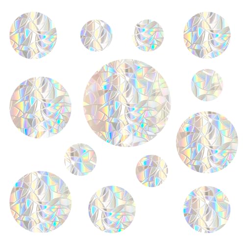 Kaempe 39 Stück Prisma Vogelschutz Fenster für Gerundet, Sonnenfänger Sticker Folie Gegen Vogelschlag, Fensteraufkleber Vogelschutz Tauben Vertreiben, Schützt Vögel vor Glaskollisionen(Gerundet) von Kaempe