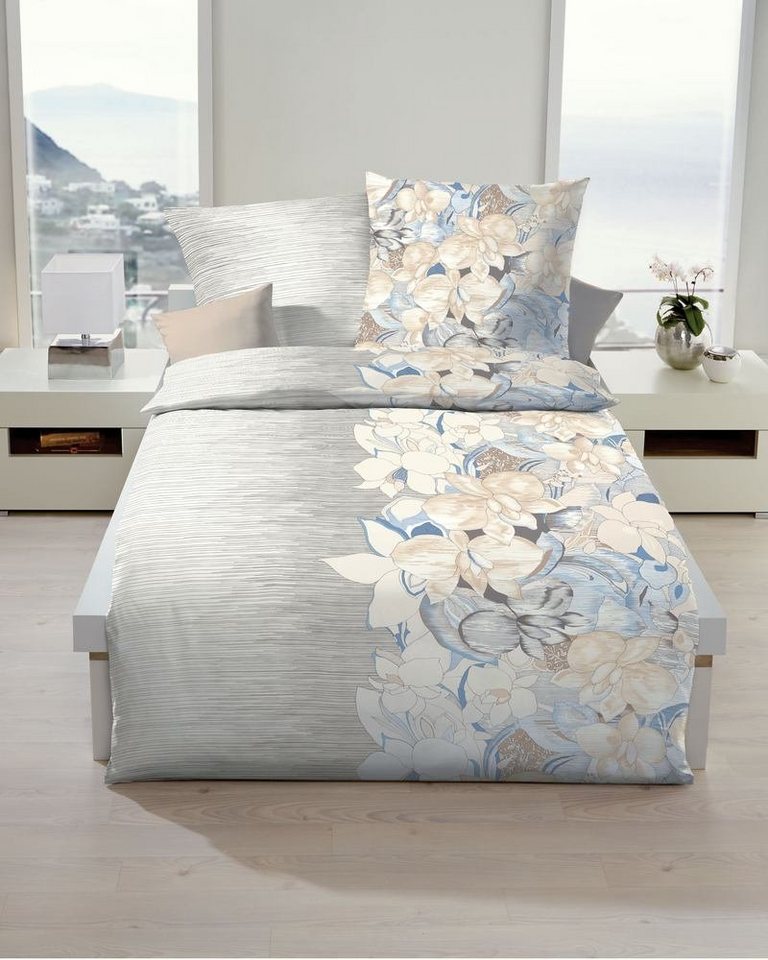 Bettwäsche Kaeppel Mako Satin Bettwäsche Blumen Streifen, Kaeppel, Mako-Satin, 2 teilig von Kaeppel