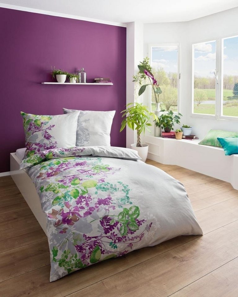 Bettwäsche Kaeppel Mako Satin Bettwäsche Blumen Violett, Kaeppel, Mako-Satin, 2 teilig von Kaeppel