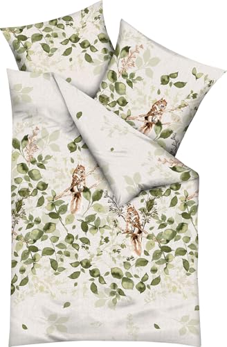 Kaeppel Bettwäsche Eichkätzchen Feinbiber Oliv Größe 1x 135x200 cm + 1x 80x80 cm von Kaeppel