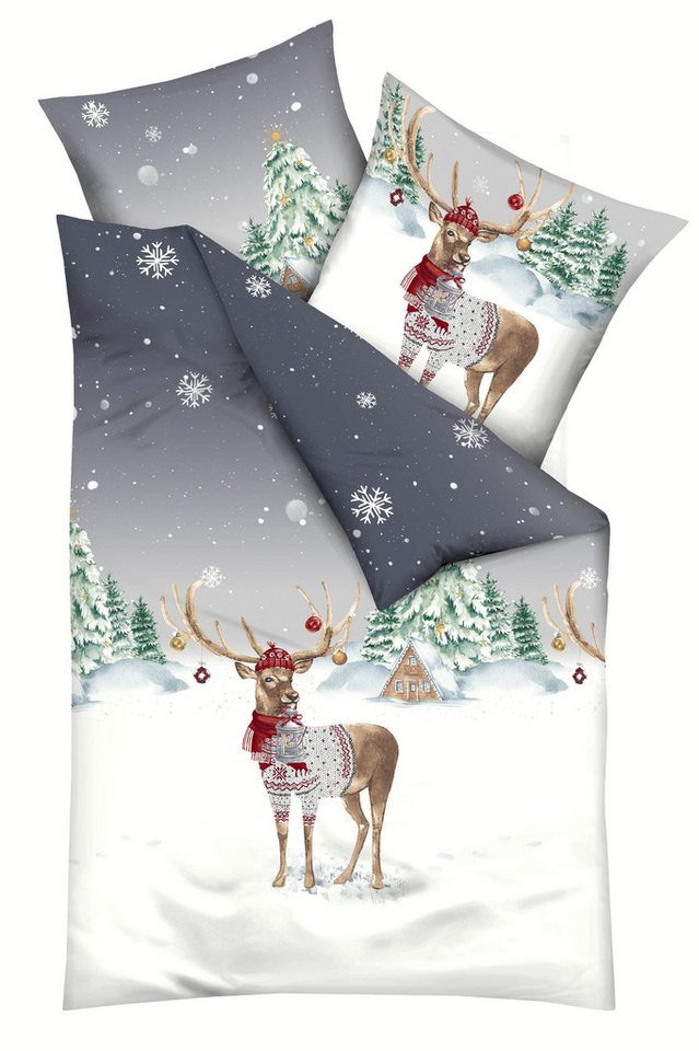 Kaeppel Bettwäsche kaeppel Biber Bettwäsche 155x220 Weihnachtshirsch Winter Hirsch grau, Biber, 2 teilig, für den Winter Kaeppel Bettwäsche kaeppel Biber Bettwäsche 155x220 Weihnachtshirsch Winter Hirsch grau, Biber, 2 teilig, für den Winter von Kaeppel