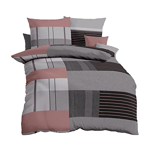 Kaeppel Biber Bettwäsche Straight anthrazit 1 Bettbezug 135 x 200 cm + 1 Kissenbezug 80 x 80 cm von Kaeppel