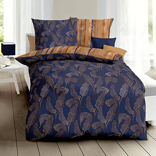 Kaeppel Biber Bettwäsche Thrive blau 1 Bettbezug 135 x 200 cm + 1 Kissenbezug 80 x 80 cm von Kaeppel