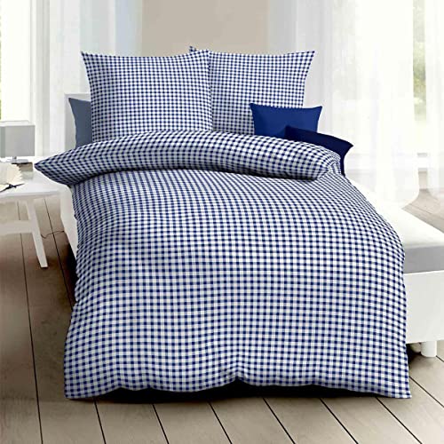 Kaeppel Biber Bettwäsche Vichy Karo blau 1 Bettbezug 135 x 200 cm + 1 Kissenbezug 80 x 80 cm von Kaeppel