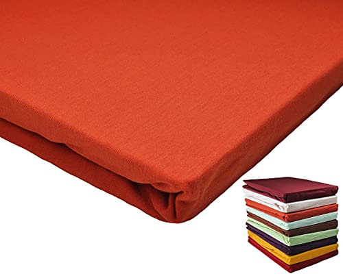 Kaeppel Elasthan Jersey Spannbettlaken Steghöhe: 34cm 90x190-100x200 / 140-160x200 / 180-200x200 cm Rot Gelb Braun Terra, Farbe:Terra, Größe:100x200cm Spannbettlaken von Kaeppel