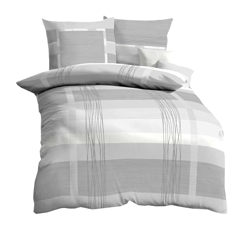 Kaeppel Linon Renforcé Bettwäsche 2 TLG. 135x200cm / 155x220cm Game Streifen Grau Silber 100% Baumwolle, Größe:135x200cm Bettwäsche von Kaeppel