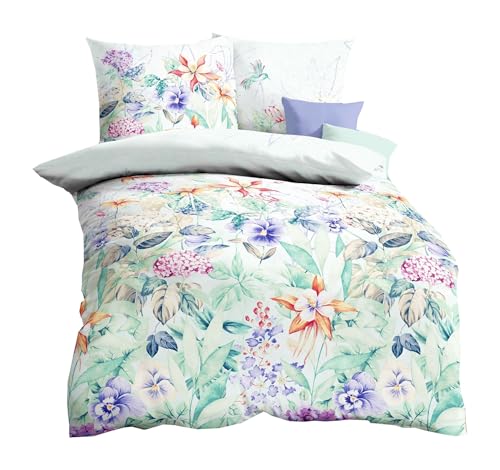 Kaeppel Linon Renforcé Bettwäsche 2 TLG. Ophelia Jade Grün Violett Rot Petrol, Größe:135x200cm Bettwäsche von Kaeppel