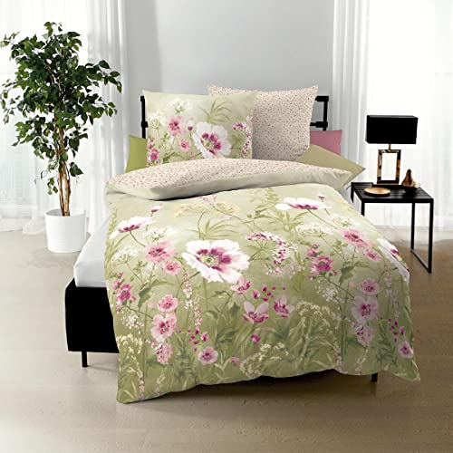 Kaeppel Mako-Satin Bettwäsche Adelle grün 1 Bettbezug 135 x 200 cm + 1 Kissenbezug 80 x 80 cm von Kaeppel