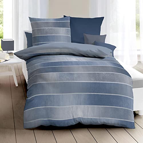 Kaeppel Mako-Satin Bettwäsche Timeless blau, 1 Bettbezug 135 x 200 cm + 1 Kissenbezug 80 x 80 cm von Kaeppel
