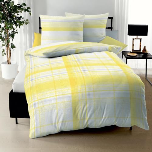 Kaeppel Seersucker Bettwäsche Facile gelb, 1 Bettbezug 155 x 220 cm + 1 Kissenbezug 80 x 80 cm von Kaeppel