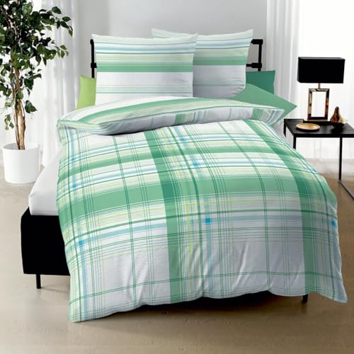 Kaeppel Seersucker Bettwäsche Facile grün, 1 Bettbezug 135 x 200 cm + 1 Kissenbezug 80 x 80 cm von Kaeppel