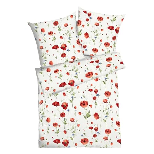 Kaeppel Seersucker Bettwäsche Sommermohn rot 1 Bettbezug 135 x 200 cm + 1 Kissenbezug 80 x 80 cm von Kaeppel