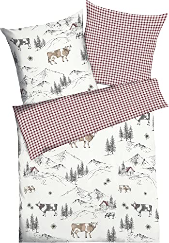 Kaeppel Wendebettwäsche Allgäu Feinbiber rot Größe 1x 155x220 cm + 1x 80x80 cm von Kaeppel