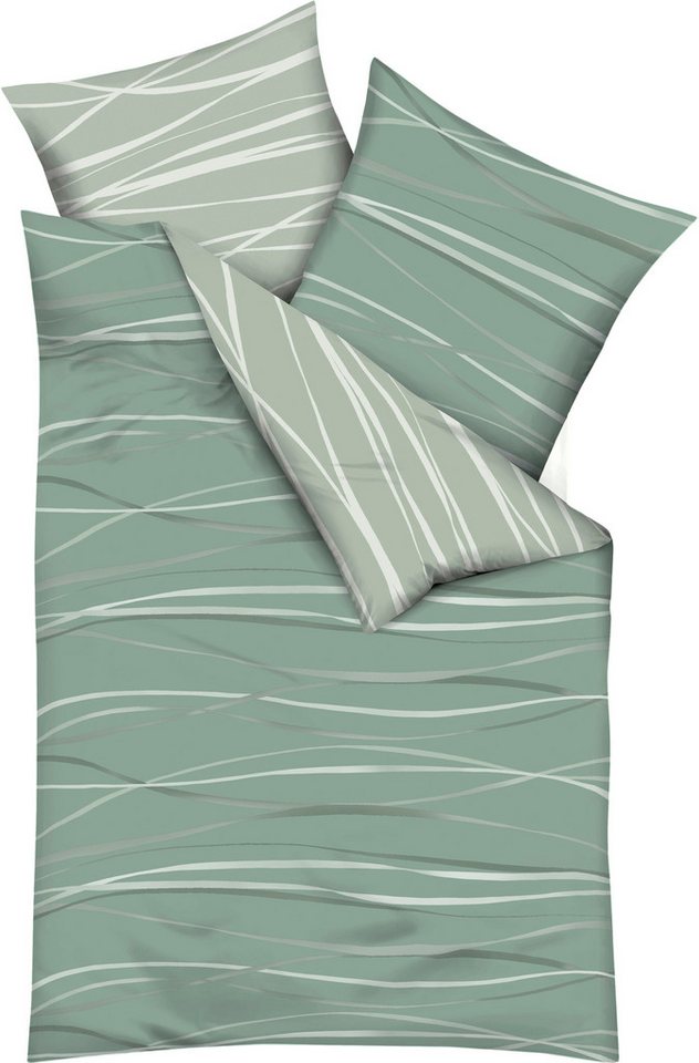 Kaeppel Wendebettwäsche Motion, Mako-Satin, 2 teilig, Mit feinen Wellenlinien von Kaeppel