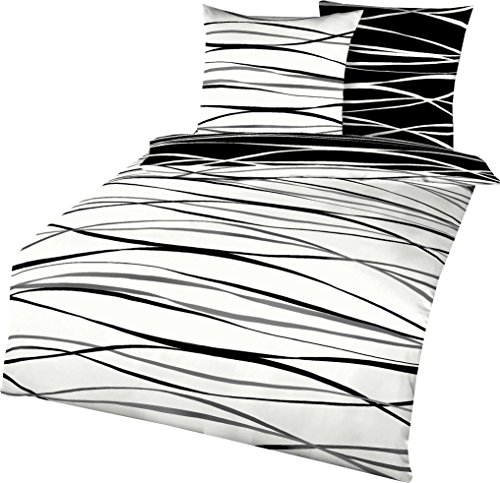 Kaeppel Wendebettwäsche Mako-Satin schwarz-weiß Größe 135x200 cm (80x80 cm) von Kaeppel