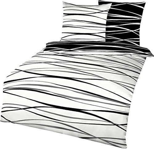Kaeppel Wendebettwäsche Mako-Satin schwarz-weiß Größe 155x220 cm (80x80 cm) von Kaeppel