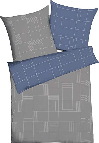 Kaeppel Wendebettwäsche Uptown Mako-Satin grau-blau Größe 135x200 cm (80x80 cm) von Kaeppel