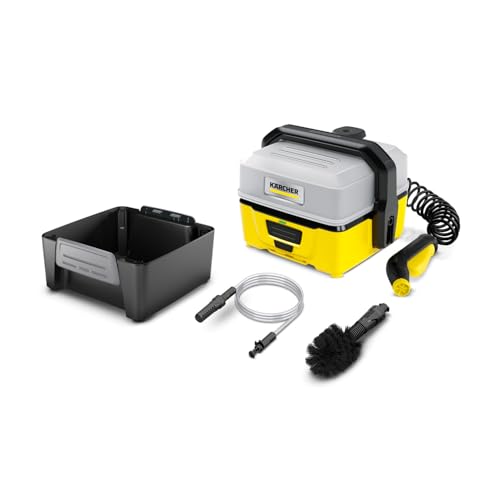 Kärcher Mobile Outdoor Cleaner OC 3 Adventure Box (Wassertankvolumen: 4 l, Lithium-Ionen-Akku, abnehmbarer Wassertank, schonender Niederdruck, Universalbürste, Ansaugschlauch) Mehrfarbig von Kärcher