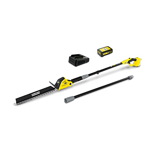 Kärcher 18 V Akku-Teleskop-Heckenschere PHG 18-45 Battery Set, inkl. 18 V/2,5 Ah Akku und Schnellladegerät, Schnittlänge: 45 cm, Verlängerungseinsatz, abwinkelbarer Schneidkopf, Leistung: max. 250 m von Kärcher