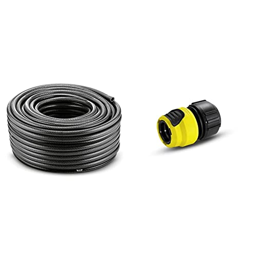 Kärcher 4054278504018 Schlauch Performance Premium 1/2", 50 m & 2.645-194.0 Schlauchkupplung (Universal Plus, mit Aqua Stop) schwarz von Kärcher