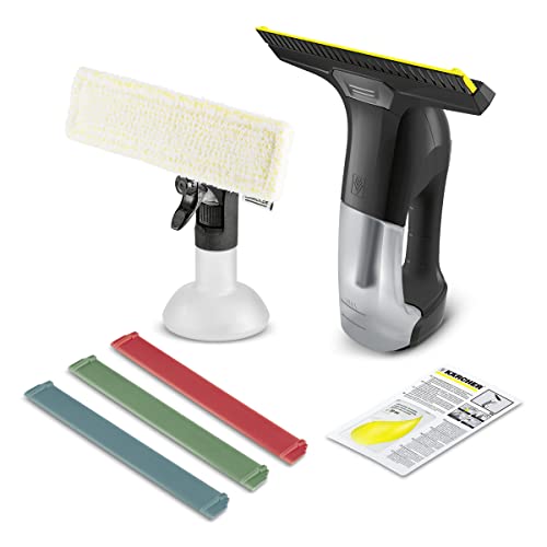 Kärcher Fenstersauger WV 6 Plus Multi Black Edition, extra lange Akkulaufzeit von 100 min, Sprühflasche mit Mikrofaserbezug, 3 farbige Ersatz-Abziehlippen, 20 ml Fensterreiniger-Konzentrat von Kärcher