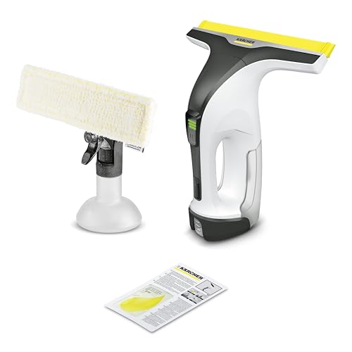 Kärcher Fenstersauger WV 4-4 Plus, Tank: 150 ml, LED-Anzeige, Sprühflasche Extra mit Mikrofaserbezug, 20 ml Fensterreiniger-Konzentrat, mit Akku und Schnellladegerät von Kärcher