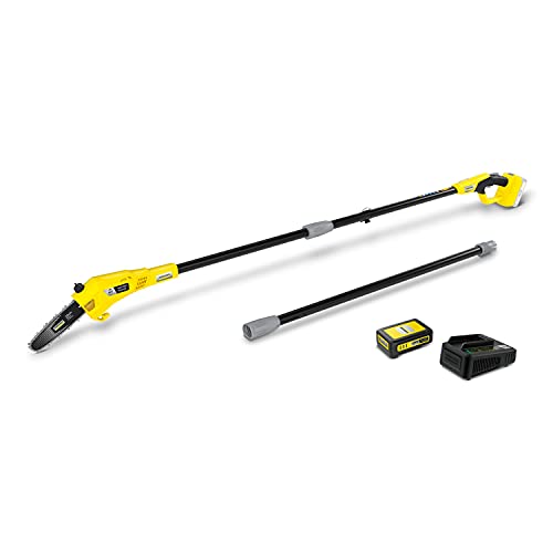 Kärcher 18 V Akku-Teleskopsäge PSW 18-20 Battery Set, inkl. 18 V/2,5 Ah Akku und Schnellladegerät, Schwertlänge: 20 cm, Länge: bis zu 2,90 m, automatische Kettenschmierung, Leistung: max. 80 Schnitte von Kärcher