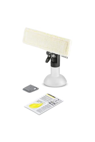 Kärcher Sprühflaschenset Extra inkl. Mikrofaser-Wischbezug mit Klett-Befestigung, breitem und schmalem Einwischer, Grobschmutzkratzer und 20 ml Fensterreiniger-Konzentrat, 1 Stück (1er Pack) von Kärcher