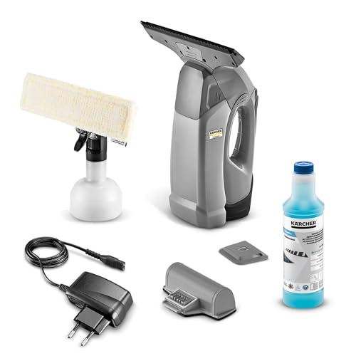 Kärcher Akku-Fenster- und Oberflächensauger WVP 10, Laufzeit: 35 min, 280 mm-Saugdüse, Sprühflasche mit Mikrofaserbezug, Ladegerät, Reiniger-Konzentrat 500 ml von Kärcher
