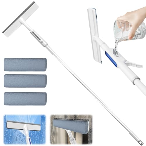 Fensterputzer mit Sprüh, 3-in-1 Fensterwischer mit Abnehmbarer Griff, Fensterabzieher mit 3 Ersatz-Reinigungspads, Glas Reinigungs Werkzeuge für Hohe Fenster innen/außen Fensterputzer mit Sprüh, 3-in-1 Fensterwischer mit Abnehmbarer Griff, Fensterabzieher mit 3 Ersatz-Reinigungspads, Glas Reinigungs Werkzeuge für Hohe Fenster innen/außen von Kaezuy