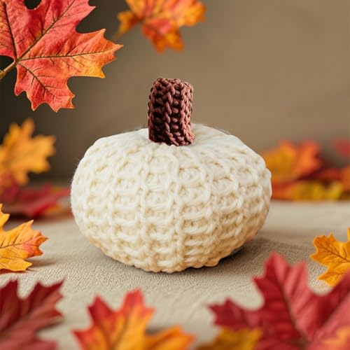 Herbstdeko Innen Strick Kürbisse, Mini Künstliche Strickkürbis, Wiederverwendbarer Kleine Gestrickter Kürbis, Zierkürbisse für Halloween Erntefest Thanksgiving Innen Deko (C) von Kaezuy