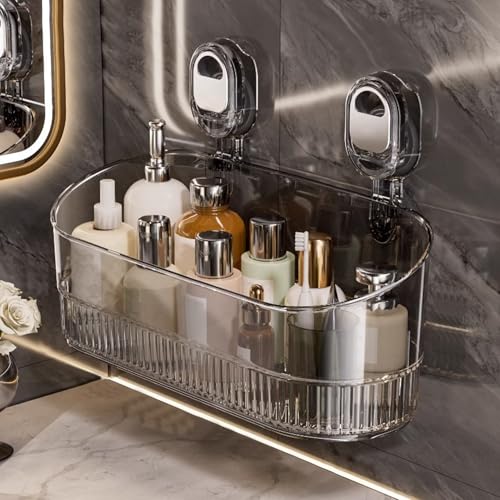 Kaezuy Duschablage mit Saugnapf, Duschkorb ohne Bohren, Abnehmbar Duschorganizer Duschregal Wiederverwendbar Wasserdicht Badregal mit Saugnapf für Dusche Shampoo (Grau) von Kaezuy