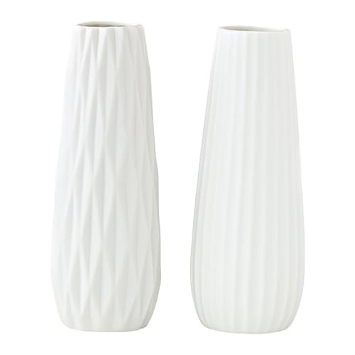 Kaezuy Keramik Vase Blumenvase Gerippte Vasen für Blumen Pampasgras Wohnzimmer Büro Dekoration Home Bauernhaus (B) von Kaezuy