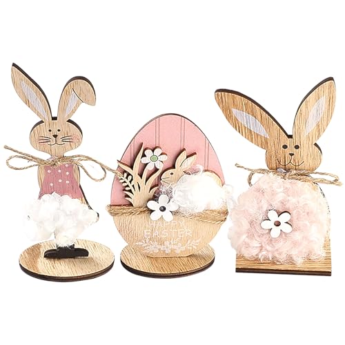 Kaezuy Osterhase Ornament Aus Holz - Frühlingsdekor Für Tisch & Garten Mit Ständer (C) von Kaezuy