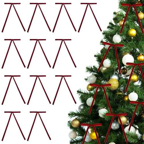 Kaezuy Weihnachtsschleifen 12 Stück Samt Velvet Bows 5X7 Zoll Rote Dekoration Für Weihnachtsbaum Geschenkverpackung Festliche Baumdekoration (A) von Kaezuy