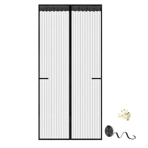 Magnet Fliegenschutz Tür, Fliegengitter Balkontür Ohne Bohren 100x210cm, Magnetische Fliegengittertür, Automatisch Geschlossen Fliegenvorhang Magnetvorhang für Balkontür Wohnzimmer von Kaezuy